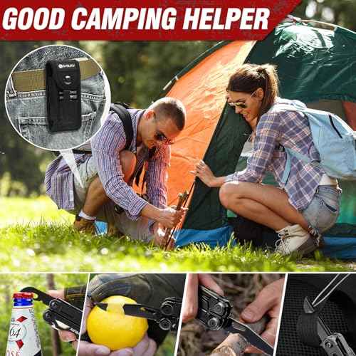 BIBURY Multitool Pliers Pro BI2045AB, Stainless Steel Foldable Multi Tool with Upgraded Scissors and Screwdriver, Multitools with Replaceable Wire Cutters and Saw, Ideal for Camping,Fishing,Survival