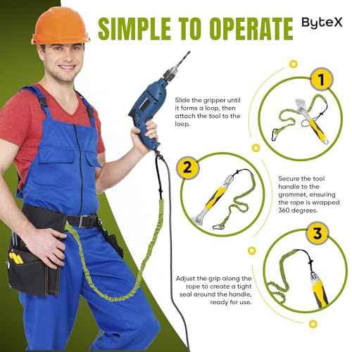 ByteX 15 Pack Tool Lanyard with Single Metal Buckle and Adjustable Loop End, Standard Length, Maximum Weight Limit 8KG 17.6lb