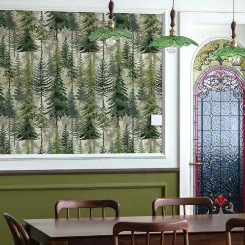 Okydoky Forest Peel and Stick Wallpaper, Green Tree Self-Adhesive Wall Paper, Removable Contact Paper for Bedroom Cabinet Decoration 17.3"x118", No.A03180D-3