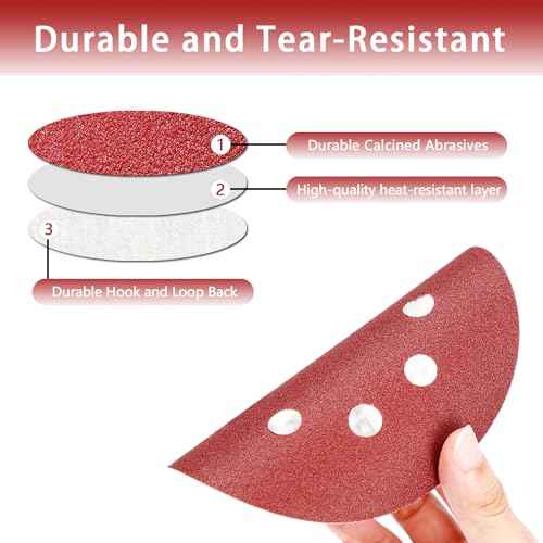 70PCS Sanding Discs 5 Inch 8 Holes, Sander Pads Hook and Loop Sandpaper for Random Orbital Sanders 40/80/120/240/320/400/600/800 Grits (Not for Mouse Sander)