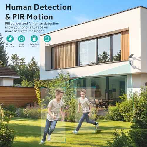 4MP Solar Security Camera Outdoor, 5G&2.4GHz Wireless Rechargeable Battery Cam with Spotlight/Siren, AI Human Detection, Color Night Vision, 2-Way Audio, IP65 Waterproof, Alexa,No Power Needed