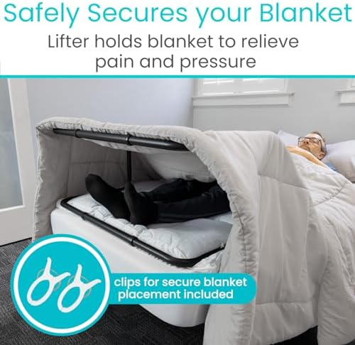 Vive Blanket Lifter for Feet 26"-34" - Adjustable Bed Foot Protector - Bed Cradle for Feet - Lift Bar for Sheet Support - Great for Foot, Ankle, Leg, Knee, Toes, Chronic Pain, Neuropathy and Arthritis