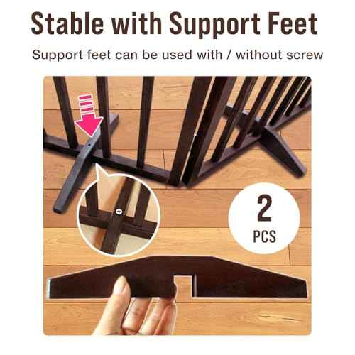 Japard Dog Gate 2 Panels - Foldable Indoor Fence Freestanding with Support Feet, 24 in Tall 35.4" Wide, Suitable for Small Pets, Cats, Rabbits, Puppy, Wood Brown