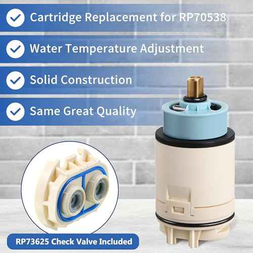 Dreyoo Single Function Pressure Balance Cartridge Replacement for RP70538/RP73625, Shower Cartridge Compatible with Peerless/Delta Single Handle Tub/Showers Faucet (Check Valve Included) (2 Pack)