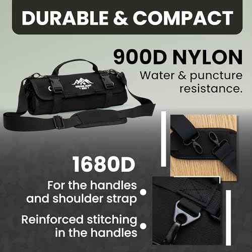 Roll Up Heavy Duty Tool Bag 900D Canvas & 1680D Straps - Detachable Wrench Roll + Mesh Pockets - For Overlanding, Camping, Vanlife, Road Trips, Offroading (Black)