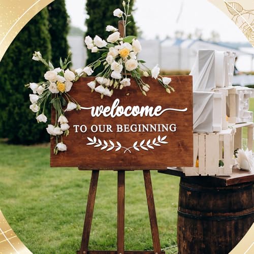2 Pcs Welcome to Our Wedding Mirror Sign Decals 20 x 11 Vinyl Personalized Mirror Decals Welcome to Our Beginning Marriage Stickers for Wedding Anniversary Ceremony Reception Decorations