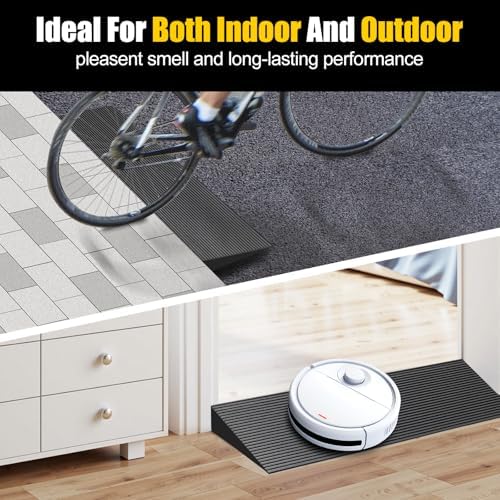 0.8 Rise Ordorless Threshold Ramp Doorway Curb Ramp｜ 3000LBS Capacity Mobility Door Ramps for Home Steps｜Anti-Slip Wheel Chair Ramp for Bike, Scooter, Bathroom，Sweeper（0.8'Rise）