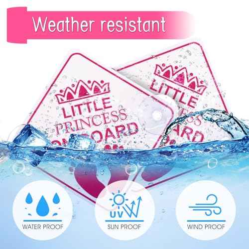 Amabro Little Princess on Board Warning Signs, 2pcs 5" x 5" Safety Car Bumper Sticker With Double Suction Cups, Reusable Baby in Car Decal, Pink