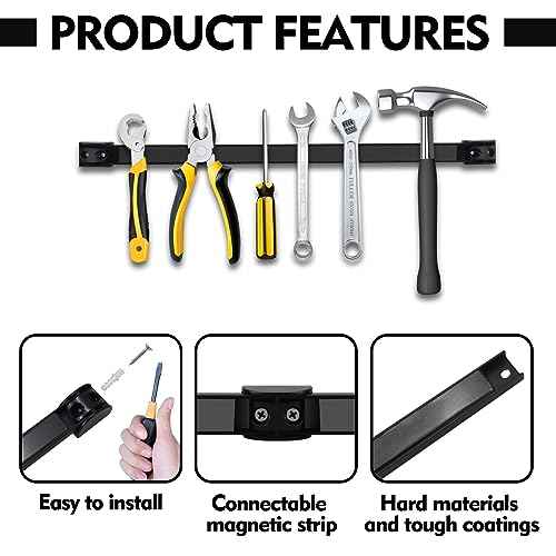 5 Pack Magnetic Tool Holder, Magnetic Strips Tool Magnet Bar PVC Coated for Garage Tool Organizer 16 In