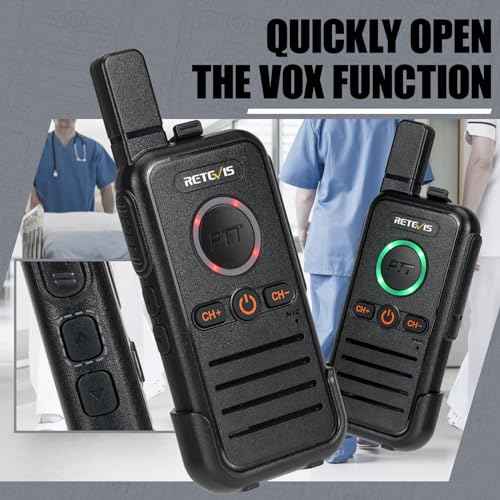 Retevis RB45 Walkie Talkies 8 Pack,Rechargeable Long Range Two Way Radio,Dual PTT,Indicator,Loud Sound,Mini,Wearable Small Walkie Talkie for Seniors Adults Elderly Healthcare Hospital Nursing Home