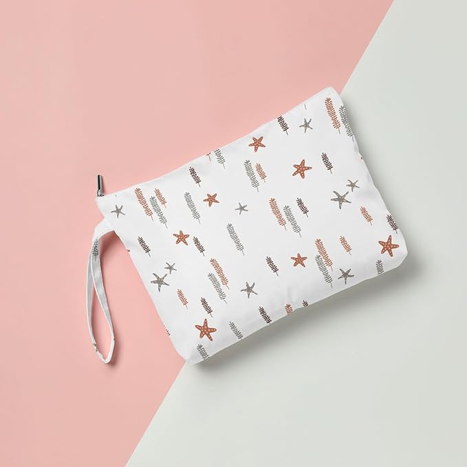Fokongna Wet Bag, Wet Dry Bag, Makeup Bag, Toiletry Bag, Waterproof Large Capacity Travel Cosmetic Bag, Zipper Pouch for Women, Girls Mo Wife Sister Friends Baby Diaper Bag Ocean Sea Beach rainbow