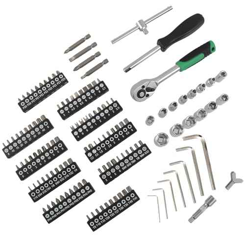 130 Pieces 1/4 Inch Drive Socket Ratchet Wrench Set, Mechanic Tool Set, with Bit Socket Set Metric and Extension Bar for Auto Repairing and Household