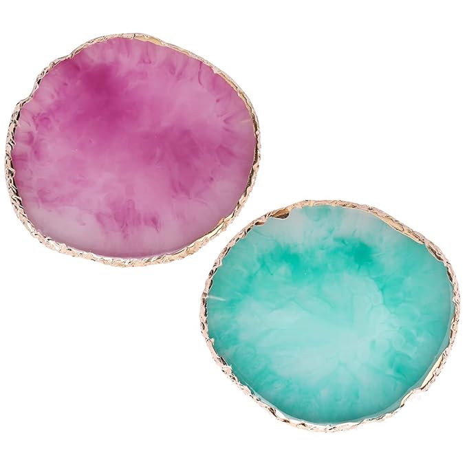 2 Pcs Resin Nail Art Palette, Nails Art Painting Palettes Gold Edge Nail Holder Nail Art Display Board Easter Gifts for Women Easter Basket Stuffers