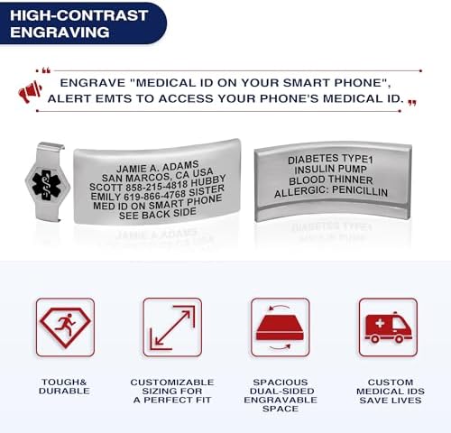 Divoti Custom Engraved Medical Alert ID Bracelet – Dual-Sided Laser Etching, Silicone Wristband, Stainless Steel Security Clasp – Adjustable & Trim-to-Fit – Emergency Medical Info Band for Men & Women