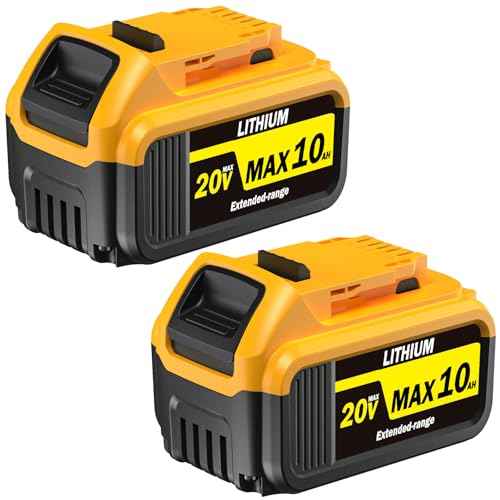 2PCS 10000mAh Replacement for DeWalt 20V Max Battery ? Compatible with DCB200, DCB201, DCB204, DCB205, DCB206, DCB207 ? High-Capacity Lithium-Ion Battery for DeWalt 20V Cordless Power Tools & Chargers