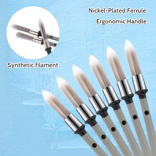 6 Pcs Paint Brushes for Painting Walls 0.37 Inch Small Paint Brush, Trim Paint Brushes Edge Painting Tool for Baseboards Furniture House Wall Corners Detail Paint Edger Brush and Touch Up Painting