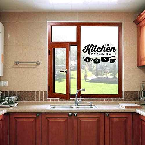 Kitchen Art Font Decorative Wall Stickers PVC Material Decals for Kitchen Wall Glass Appliances Furniture Decorations Black