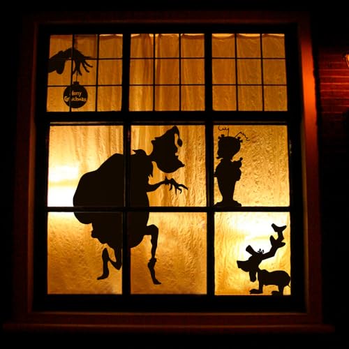 Christmas Window Cling Grinch Decorations Funny Stickers Christmas Movie Cute Xmas Decals Decor Vinyl Elk Wall Art