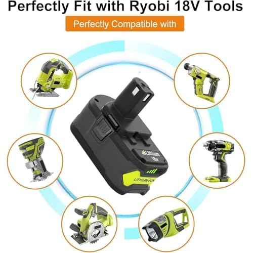 Upgraded 2Pack 8000mAh Replacement for 18V 8.0Ah Battery Compatible with Ryobi 18 Volt Lithium Ion Battery P102 P103 P104 P105 P107 P109 P190 P191 P122 Cordless Power Tools