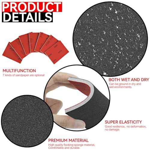 21 Pcs Sanding Block Grit Pads 180-2000 Assortment Kit, Sunoyar Sandpaper Soft Foam Pads Dry Wet, Fine Grit Sanding Sponge for Wood Furniture Drywall Plastic Metal Paint