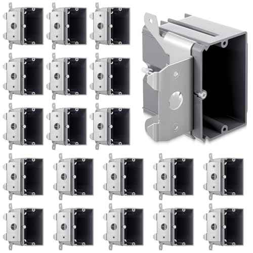 20 Pack 1 Gang Adjustable Plastic Outlet Box PVC Single Gang Junction Box Etl Listed for Construction Flexibly Adjusted Home Improvement (21 Cubic Inch)