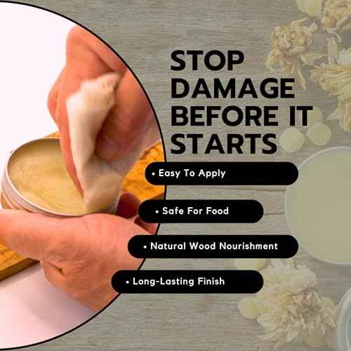 Large Wood Cutting Board Wax 2oz Food Grade Beeswax For Cutting Board | Bees Wax Furniture Polish And Cleaner | carnauba wax, butcher block conditioner, beeswax polish, finishing wax