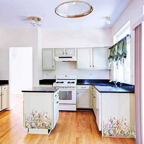 4 Pieces Flower Wall Stickers Decals Removable Vinyl Plants Wall Stickers Peel and Stick Wall Sticker for Baby Home Bedroom Living Room Home Decoration