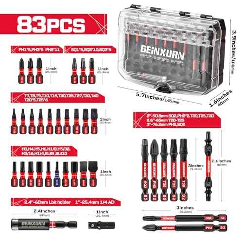 Impact Screwdriver Bits Set, 83Pieces Magnetic Muliti S2 Steel Phillips/Slotted/Square/Torx/Hex Insert Power Bits Tips Set with Impact Bit Holder and Socket Adapter (Black Storage Box Case)