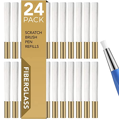Pixiss Scratch Brush Refills, 24 Pack, Premium Fiberglass, Jewelry Making, Metal Polishing, and Finish Refills