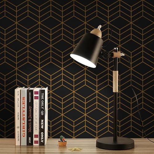 LiKiLiKi Black and Gold Peel and Stick Wallpaper - Modern Geometric, 17.3''118'' Self Adhesive, Removable Decorative Vinyl for Drawer, Shelf, Cabinets