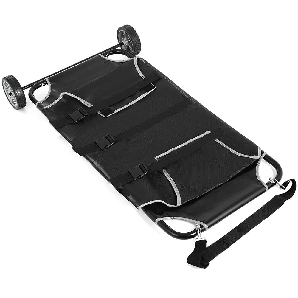 WDZCZDoo Black Animal Stretcher Pet Trolley, 45x27 Inch, Max 220lbs Capacity, Ideal for Large Dog Breeds, Veterinary Transport, Pet Emergency Care