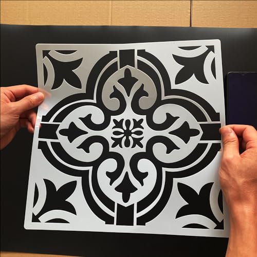 4 Pieces Reusable Tile Stencil 12 x 12 Inches - Mandala Style | Wall Templates for DIY Home Decor