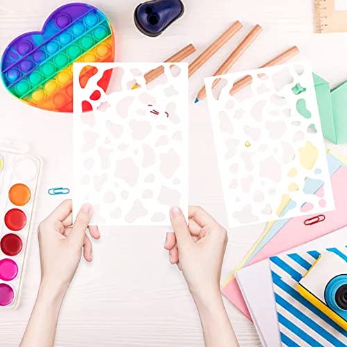 4 Pieces Cow Print Stencil A4 Animal Plastic Stencils ReusableTemplates for Painting on Wood Canvas Paper Fabric Floor Wall Tile DIY Crafts Decor