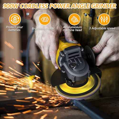 Electric Angle Grinder - 4-1/2 Inch Brushless Motor, Compatible with DEWALT 20V Battery, Wireless Connectivity, Perfect for Polishing, Grinding, and Cutting,Bare Tool Only