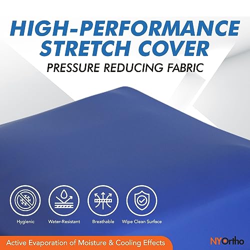 NYOrtho Wheelchair Wedge Seat Cushion - Wedge-Shaped Cushion for Wheelchairs, Office Chairs, Car Seats - Firm Foam with Quick Release Straps and Nonslip Bottom - Made in USA