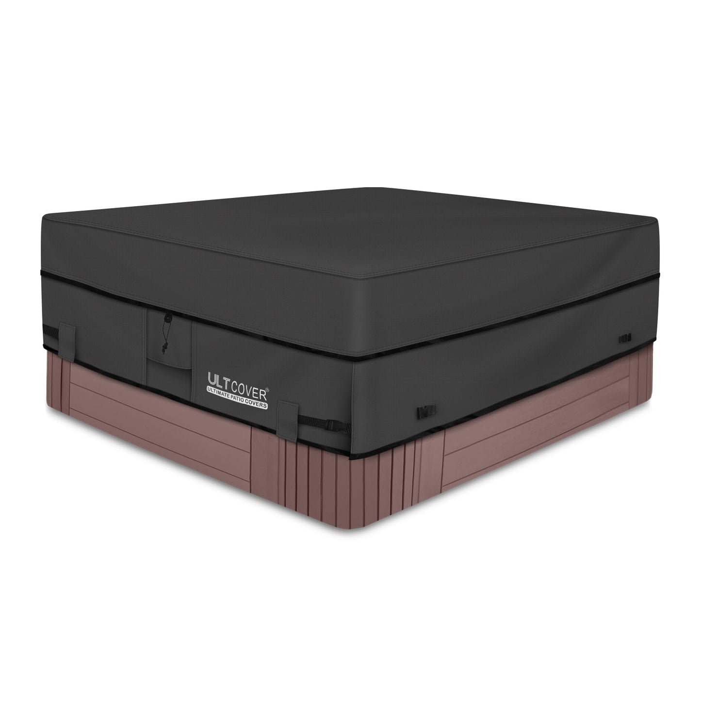 ULTCOVER Waterproof 600D Polyester Square Hot Tub Cover Outdoor SPA Covers 95 x 95 inch, Black