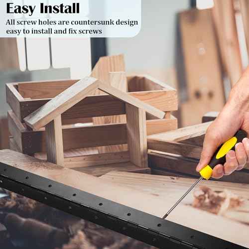 2 Pack Heavy Duty Piano Hinge 48 Inch x 2 Inch Width, 0.047'' Thick Stainless Steel Black Continuous Hinge for Cabinet, Door, Toolbox, Wooden Box, Metal Plate, Furniture, Industrial Project