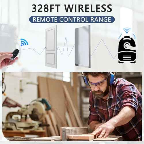 120V Automatic Vacuum Switch with Remote, Wireless Remote Switch for Dust Collector, Save Your Time, Keep Your Workplace Clean (Battery Included)