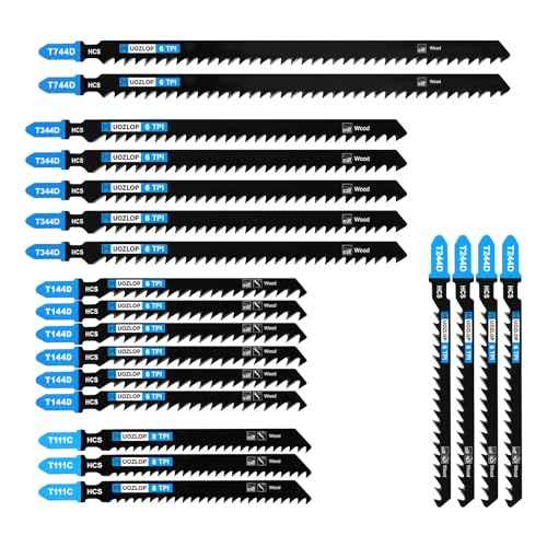 20 PCS Jigsaw Blades£¬Jig Saw Blades with Storage Case,T-Shank jig Saw Blades for Wood, Metal Cutting (20pcs£¨T111C/T144D /T244D/T344D/T744D£©)