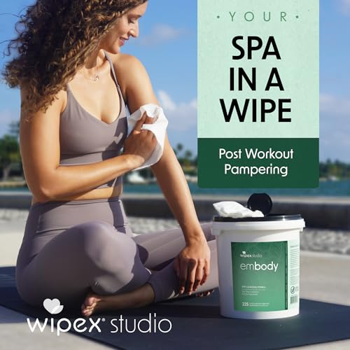 Wipex Embody Sport Body Wipes 225ct Bucket Refill Roll Bag for Dispensers, Tea Tree Wipes Body, Eucalyptus, Aloe & Chamomile for Yoga Studios, Gyms, Fitness & Sports Centers and Spas
