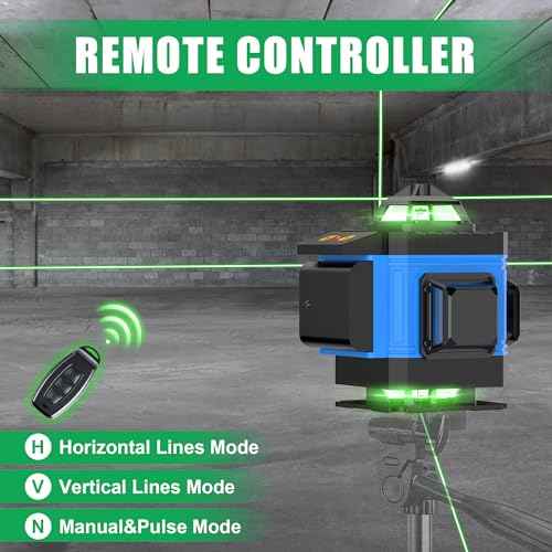 AZZUNO Laser Level 360 Self Leveling Green Beam with LCD Screen, 4x360 lazer leveler tool, Rechargeable Battery & Magnetic Base - Ideal for Construction, Tiling, Tool Gift