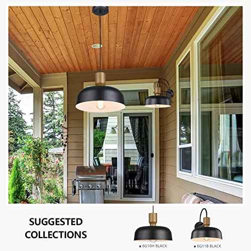 Darkaway Industrial Barn Light Fixtures Wall Lamps Sconces with Hammered Metal Shade, Black Gooseneck Lighting for Outdoor Indoor Patio Porch Lights