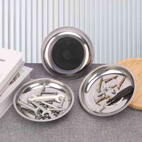 5 PCS 6 Inch Round Magnetic Parts Trays, Stainless steel 6 Inch Magnetic Tray, Magnetic Parts Tray, by GENHAKON