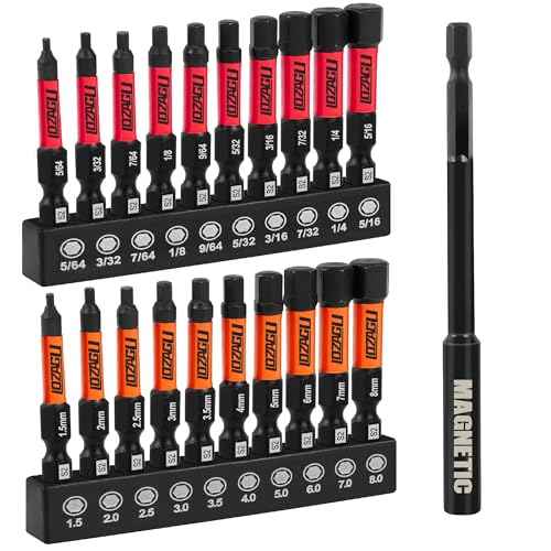 Hex Bit Set, 21-Piece Allen Wrench Drill Bit Set, S2 Steel Magnetic Tips, SAE & Metric Size, Mechanic Automotive Furniture DIY Home Repairs