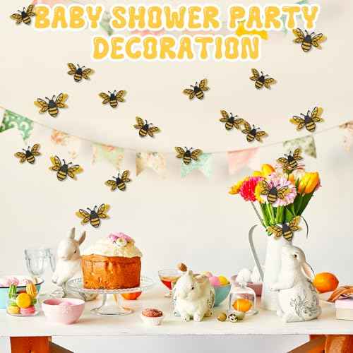 24PCS 3D Bee Stickers Removable Mural Decals Bumble Bee Stickers Honey Party Wall Decor Crafts Embellishments Cute Sticky Birthday Party Decorations