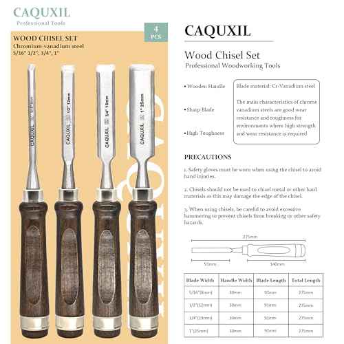 11" Wood Chisel Sets for Woodworking, Semi-Circular Edge Blade Chisel Woodworking Tools, Woodwork Chisel Carpentry Tools-4 Pack