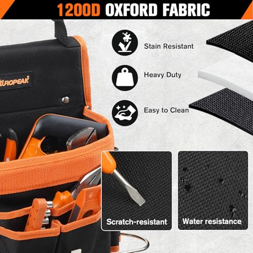 Tool Belt Pouches, 22 Pockets Electrician Tool Pouch with Hammer Loops and Tape Clip, Detachable & Adjustable Single Side Belt Tool Pouch for HVAC Craftsman Contractor Electricians Carpenter
