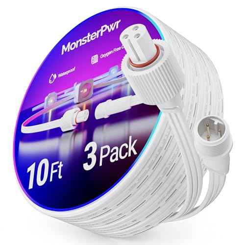 10FT Extension Cable (3-Pack), 3-Pin Extension Cord for Govee Permanent Outdoor Lights Series & Dots String Lights, Compatible with H705 A/B/C, H705 D/E/F, H706 A/B/C, H703 A/B, H805 A/B/C