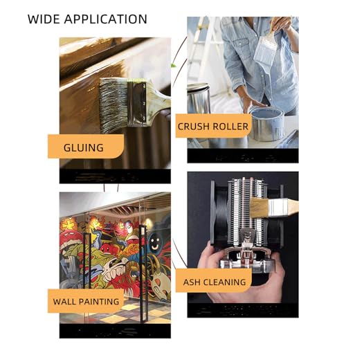 dophee 3PCS Chip Paint Brushes 1Inch 1.5Inch and 2Inch Assortment Natural Bristles Wooden Handle Flat Brushes Set for Painting Walls Fence Staining Household