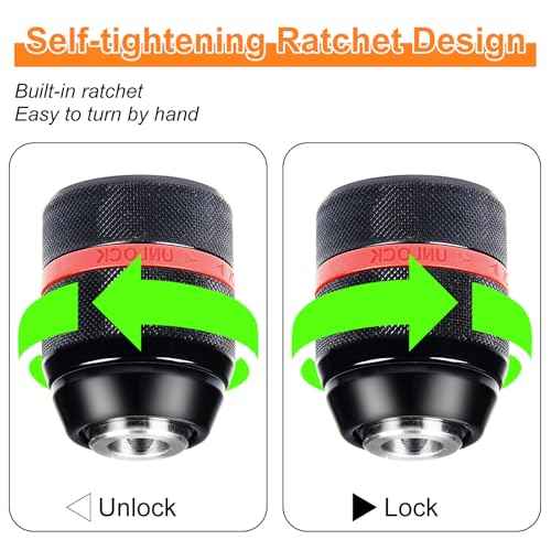 Keyless Drill Chuck for Milwaukee M18, 1/2"-20UNF Mount, 1.5 to 13 mm Clamping Capacity, All-Metal Self-Tightening Chucks, Replacement Power Drill Chucks for Various Purposes